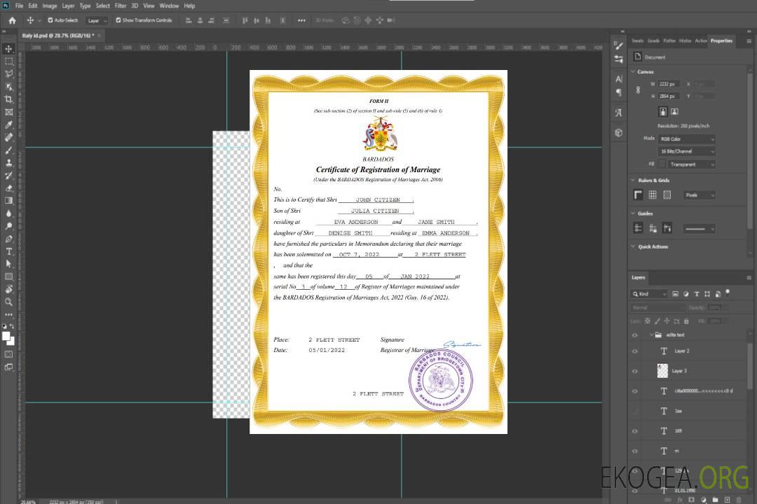 Modèle Word et PDF de certificat de mariage à la Barbade template Modèle Word et PDF de certificat de mariage à la Barbade template